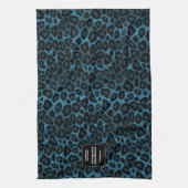 Safari Deep Blue Leopard - Monogram Serviette de c (Vertical)