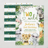 Safari Deux Garçon sauvage Invitation Anniversaire (Devant / Derrière)