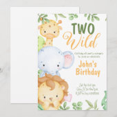 Safari Deux Invitation d'anniversaire sauvage (Devant / Derrière)