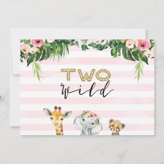 Safari Deux Photo Wild Anniversaire Invitation Pou (Dos)