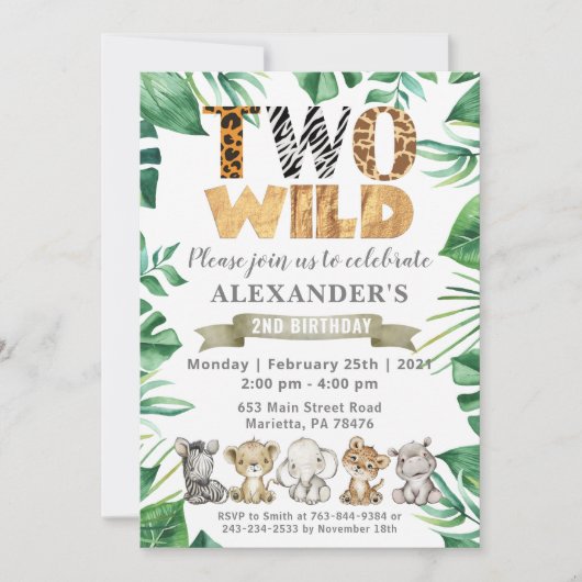 Safari Deux Wild Birthday Jungle Party Invitation (Devant)
