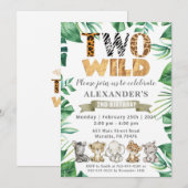 Safari Deux Wild Birthday Jungle Party Invitation (Devant / Derrière)