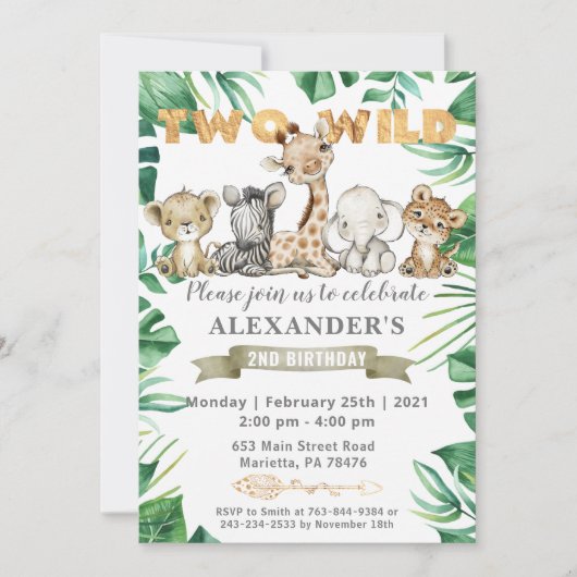Safari Deux Wild Birthday Party Invitation (Devant)