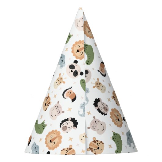 Safari dier 1e verjaardag jongen leeftijd papier p feesthoedjes (Achterkant)