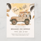 Safari Dier 2e Verjaardag Budget Uitnodiging (Voorkant)