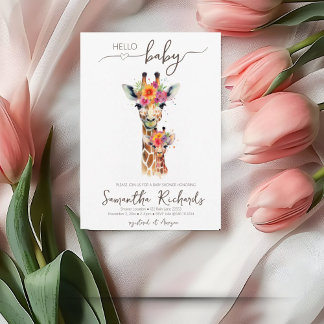 Safari Dier Bloemen Giraffe Moeder Baby shower Kaart