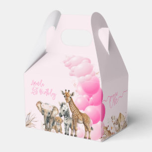 Safari dier Boho ballon meisje 1e verjaardag gunst Bedankdoosjes