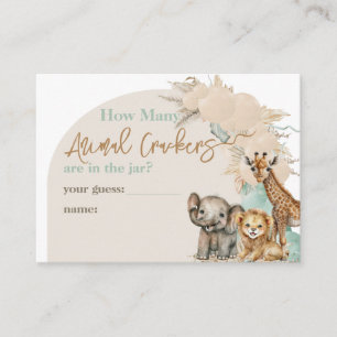 Safari dier Boho Oh Boy Baby shower Game Informatiekaartje