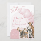 Safari dier Boho Oh Meisje Baby shower Bedankkaart (Voorkant)