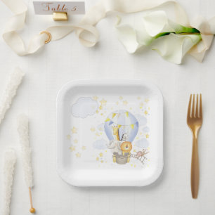 Safari Dier Hete Luchtballon Borden Papieren Bordje