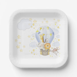 Safari Dier Hete Luchtballon Borden Papieren Bordje