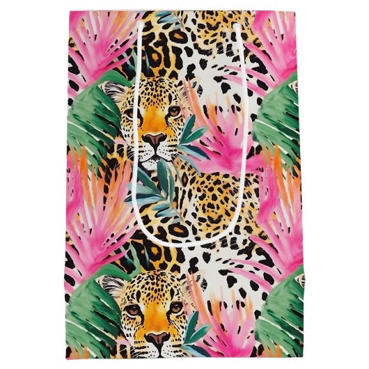 Safari Dier Luipaard Kleurrijk Afrika Medium Cadeauzakje (Achterkant)