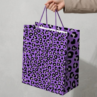 Safari Dier Luipaard Paars Hart Print Patroon Medium Cadeauzakje