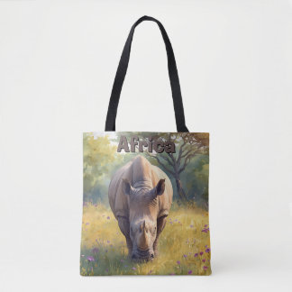Safari Dier Neushoorn Aquarel Natuur Draagtas