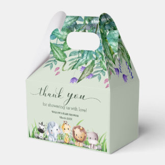 Safari Dier Oerwoud Groene jongen Baby shower Bedankdoosjes