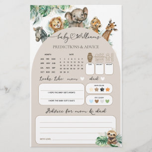 Safari Dier Oerwoud Modern Baby Guesses Spel