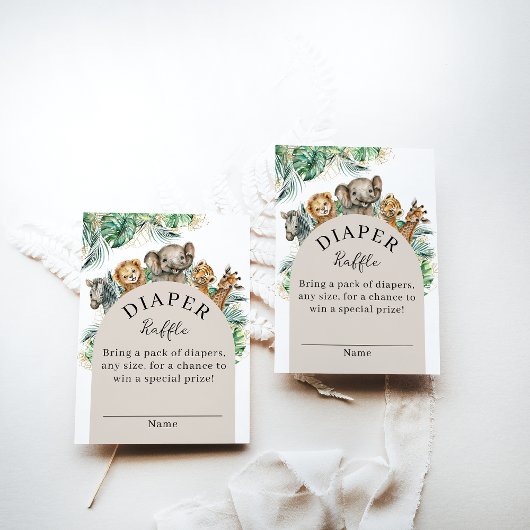 Safari Dier Oerwoud Modern Baby showers luier Informatiekaartje