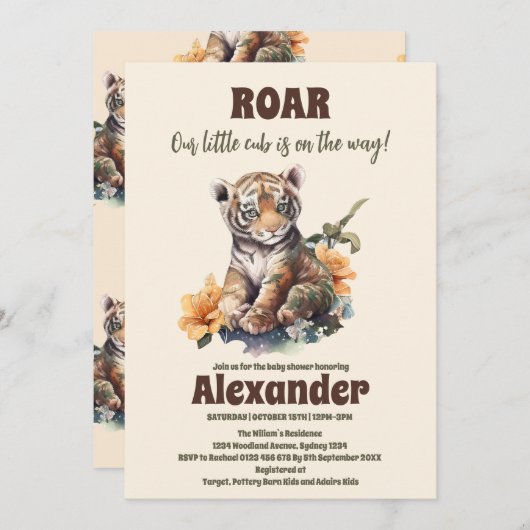 Safari Dier Oerwoud Tijger Baby shower Kaart (Voorkant / Achterkant)