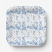 Safari Dier Stoffig Blauw Toile Baby Boy Douche Papieren Bordje (Voorkant)