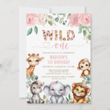 Safari Dier Wild One Blush Bloemen 1e Verjaardag
