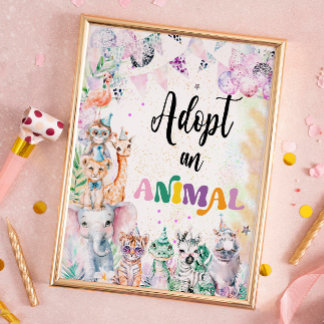 Safari Dieren Adoptie van een dier verjaardag Poster