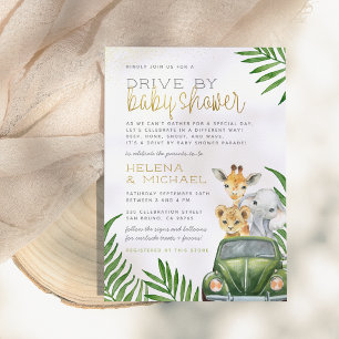 Safari Dieren Baby Jongen Drive By Baby Shower Kaart