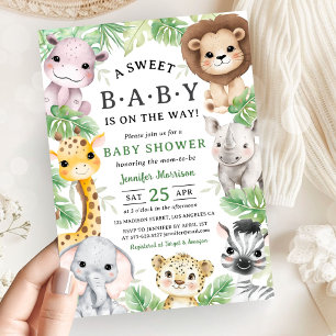Safari Dieren Baby Shower Geslacht Neutraal Jungle Kaart