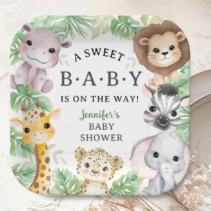 Safari Dieren Baby Shower Geslacht Neutraal Jungle Papieren Bordje