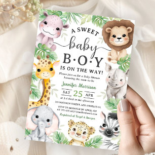 Safari Dieren Baby Shower Jongen Tropische Jungle Kaart