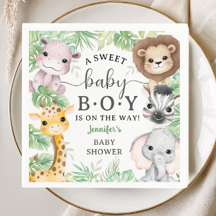 Safari Dieren Baby Shower Jongen Tropische Jungle Servet