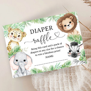 Safari Dieren Baby Shower Jungle Luier Raffle Informatiekaartje