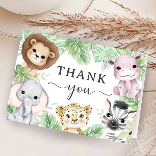 Safari Dieren Baby Shower Jungle Vouw Thank You Bedankkaart