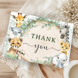 Safari Dieren Baby Shower Jungle Vouwde Bedankkaar Bedankkaart