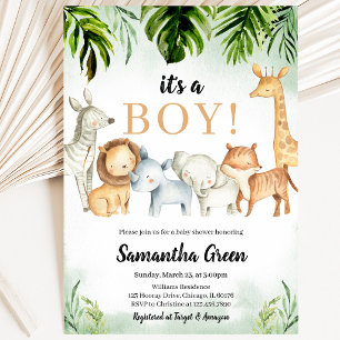 Safari Dieren Baby Shower Kaart