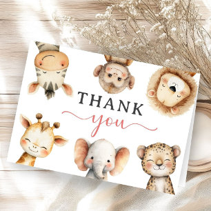 Safari Dieren Baby Shower Meisje Vouw Dank Bedankkaart