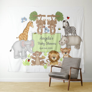 Safari Dieren Baby shower Party Achtergrond Sign Wandkleed