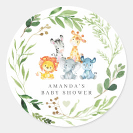 Safari Dieren Baby Shower  Ronde Sticker