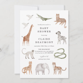 Safari Dieren Baby Shower Uitnodiging
