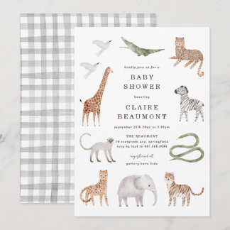 Safari Dieren Baby Shower Uitnodiging