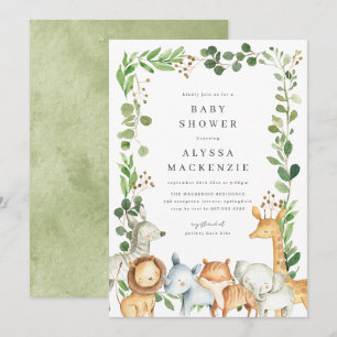 Safari Dieren Baby Shower Uitnodiging
