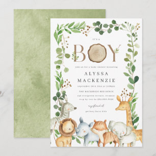 Safari Dieren Baby Shower Uitnodiging