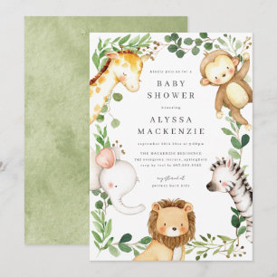 Safari Dieren Baby Shower Uitnodiging