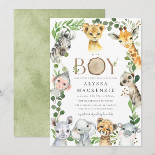 Safari Dieren Baby Shower Uitnodiging