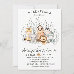 Safari Dieren Baby Shower Uitnodiging