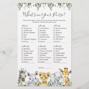 Safari Dieren Baby shower Wat zit er in je tas
