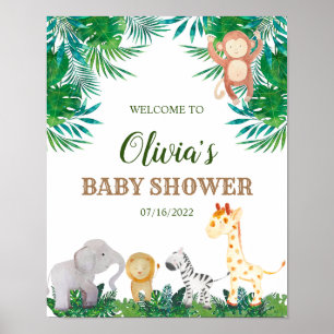 Safari Dieren Baby Shower Welkom Bord Poster