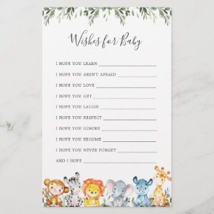 Safari Dieren Baby shower Wensen voor Baby
