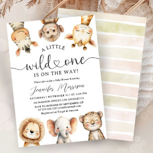 Safari Dieren Baby Shower Wilde Eén Geslacht Neutr Kaart