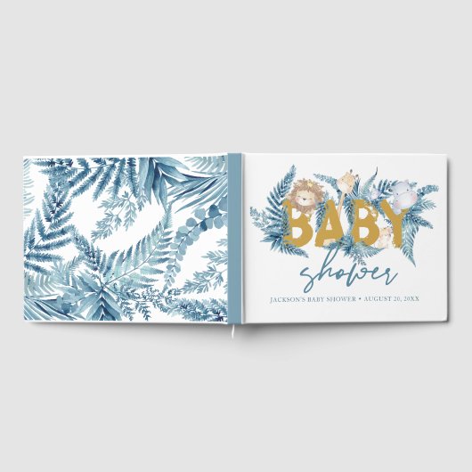 Safari Dieren Blue Boy Baby shower Gastenboek (Volledig)