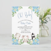 safari dieren Blue Boy Shower uitnodiging (Staand voorkant)